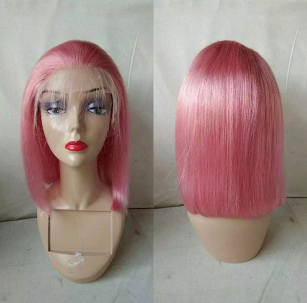 Pink Lace Front Bob Straight (150 density)