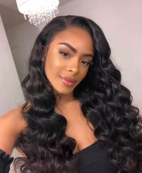 🚨26” Exotic 1b 13x4 Lace Front Wig Loose Deep (200 density)(glue less)